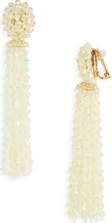 Oscar De La Renta Beaded Tassel Drop Earrings in Pale Yellow at Nordstrom