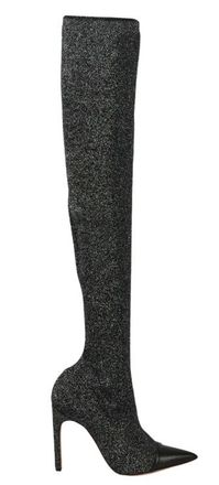 Givenchy Black 115 Lurex & Leather Thigh Boots Size 38