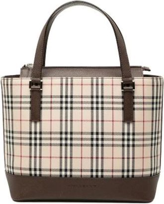 Burberry Pre-owned Canvas Handtas - Dames - Vintage Handtas - Beige - ONE Size - Leer - Vintage