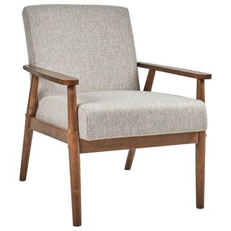 Beliani Beliani - Sill&oacute;n Retro Sal&oacute;n Tapizado Poli&eacute;ster Lino Estructura Ligera Madera Oscura Gris Esrum