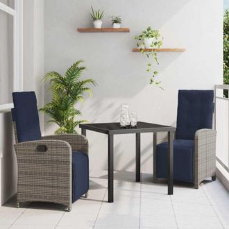 vidaXL Conjunto De Comedor De Jard&iacute;n 3 Pcs Gris Rat&aacute;n Sint&eacute;tico Vidaxl