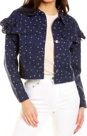 Something Navy Celeste Ruffle Jacket In Navy/floral