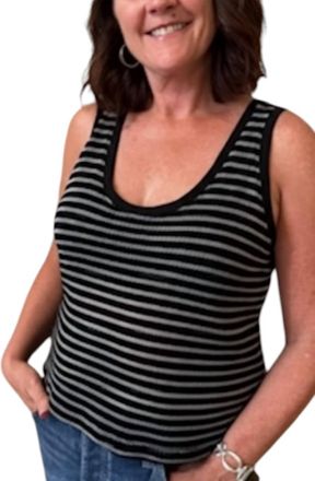 La Made Eva Stripe Tank Top In Black