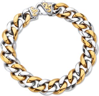 Palm Beach Jewelry Mens Curb Link Gold Ion Plated Stainless Steel Bracelet 10 Length