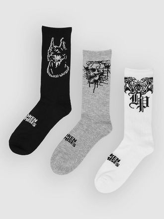 Broken Promises Antiqued 3Pk Socks estampado