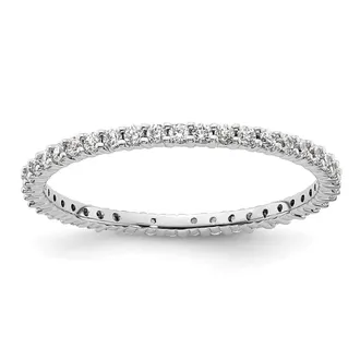 Diamond2Deal 14k White Gold Polished Shared Prong 1/2 Ct Diamond Eternity Band Ring
