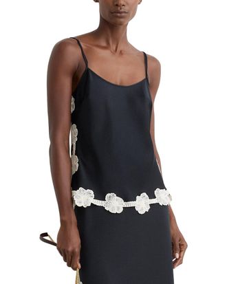 Reiss Doa Satin Floral Lace Trim Cami Top
