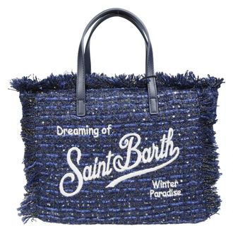 MC2 Saint Barth Colette Tweed Handtas met schouderband - Dames - Tassen - Blauw - Maat: ONE Size Tweed