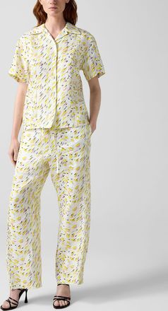 Marni Womens Brushstroke Wave printed linen pant