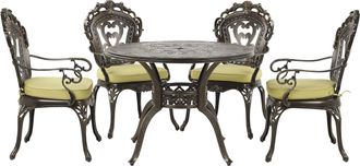 Beliani Conjunto De Jard&iacute;n De Aluminio Marr&oacute;n Con Mesa Y 4 Sillas Estilo Vintage Sapri