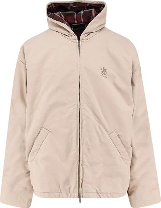 Balenciaga Katoenen Blend Jas met Geborduurd Logo - Heren - Zomerjassen - Beige - S - Katoen - Jassen