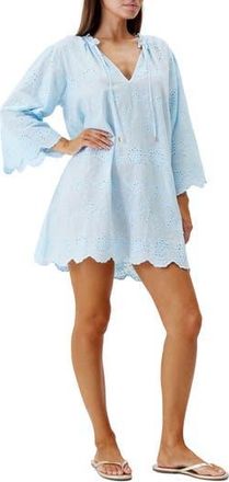 Melissa Odabash Lucy Broderie Anglaise Cover-Up Minidress in Sky at Nordstrom Rack, Size Small