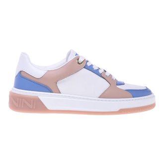 Baldinini Sneakers, female, Multicolor, Size: 9 US Nude leather and light blue fabric trainer
