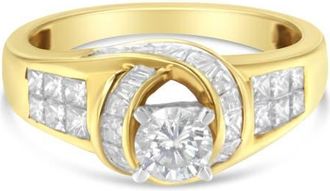 House of Brilliance 14K Gold 1 1/8Cttw Round Baguette and Princess Cut Diamond Ring in Yellow Gold at Nordstrom, Size 6.5