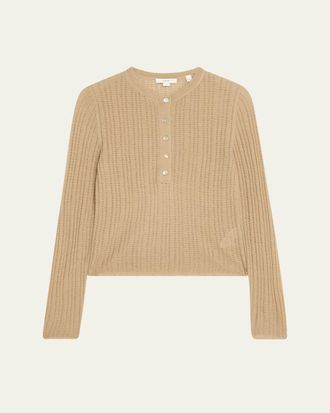 Vince Waffle-Knit Henley Top