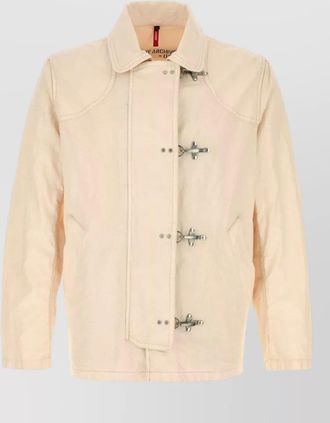 Fay linen jacket collared neck front flap