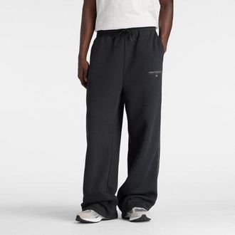 New Balance Hombre Trackside Fleece Pant en Negro/Gris, Poly Fleece, Talla 2XL