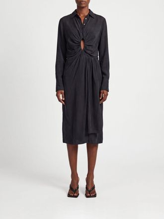 Maison Margiela Abito chemisier midi in cupro con vita arricciata