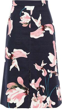 Erdem Floral-print cotton-blend canvas skirt Size XS