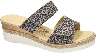 Vital Schoenen, Dames, Grijs, 39 EU, Leer, Olivia Wedge Mules