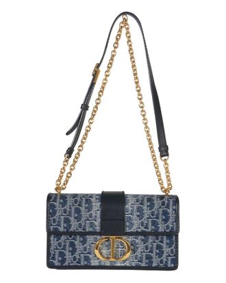 Dior Blue Denim Oblique 30 Montaigne East West Chain Bag (Authentic Pre-Loved)