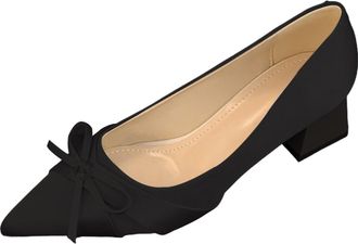 Generic Woman Shoes Elegant Heels Bow Buckle Pointed Casual Formal Daily Shoes Womens Court Shoes Size 4 (Black, 5.5)