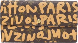 Louis Vuitton Monogram Graffiti Marron Peach Coated Canvas Long Wallet (Bi-Fold) (Pre-Owned)