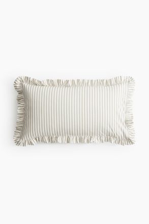 H&M Kopfkissenbezug mit Volantbesatz - Helles Greige/Gestreift