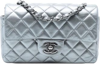 Chanel 2013-2014 Small Quilted Metallic Lambskin Single Flap shoulder bag - Argento