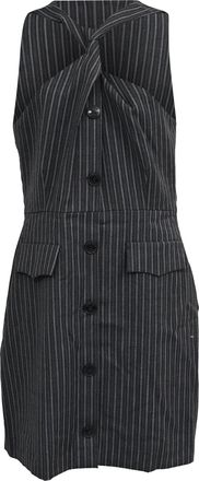 Ganni Ganni Twist-Front Jacquard Mini Dress In Dark Gray Recycled Polyester