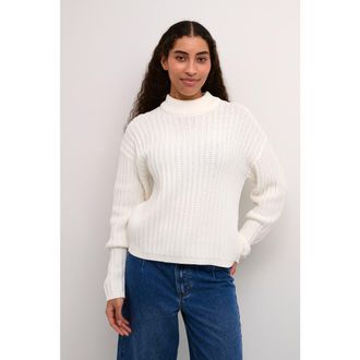 Kaffe KAbess Crew Neck Long Sleeve Pullover in Chalk at Nordstrom, Size Xx-Large