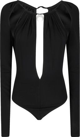 Marine Serre Top Draped Jersey Ls Crewneck