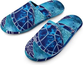 Generic Turtle Ocean Daisy Flowers Mens House Slippers Slip Indoor Slipper On Shoes Warm Outdoor