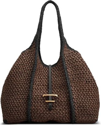 Tod's TSB tote bag - women - Calf Leather/Raffia - One Size - Brown