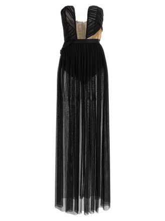 Nensi Dojaka Black Corsetto Draped Gown dress