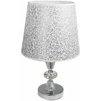 Trade Shop Trade Shop Traesio - Trade Shop - Lume Da Comodino Moderno Abat Jour Lumetto Tavolo Acciaio Paralume Glitter D19a