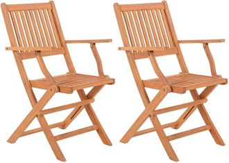 LOLAhome Set de 2 sillas plegables Kate de acacia natural sostenible