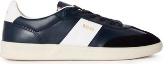 HUGO BOSS Mens Brandon Leather Low Top Trainers in Navy - Size UK 8