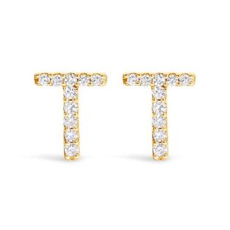 House of Brilliance 10K Gold 1/10 Cttw Diamond Initial A to Z Stud Earring in Yellow Gold | T at Nordstrom