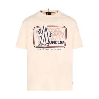 Moncler Grenoble Text Branding T Shirt - male - Moncler - T-Shirts - White - XL - Tops