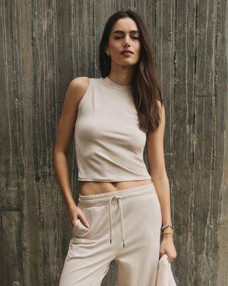 Vuori Clothing Halo Muscle Tank Top | Ecru Heather | XS, Size Extra Small