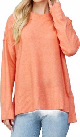 Fate Side Slit Oversized Sweater In Orange