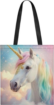 Generic Rainbow Stars Horse Womens Tote Casual Shopping Bag Lightweight Shoulder Bags Hobos Handbag for Work Travel Daily 35x40cm