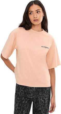 AllSaints Halis Amelie T-Shirts Womens Clothing Sandy White : LG (US 10-12), Cotton