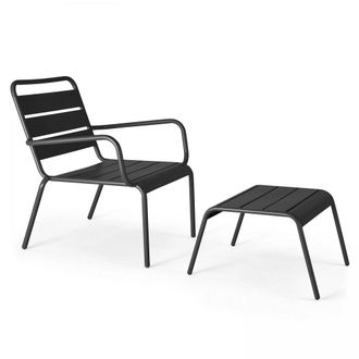 Oviala Sill&oacute;n reclinable y reposapi&eacute;s de metal antracita