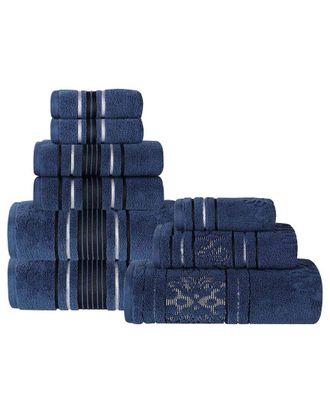 Superior Sadie Zero Twist Cotton Jacquard Floral Absorbent 9Pc Assorted Towel Set