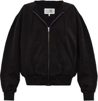 Maison Margiela Sweatshirt met vintage effect - Dames - Vesten met rits - Zwart - S - Katoen - Hoodies & sweatvesten