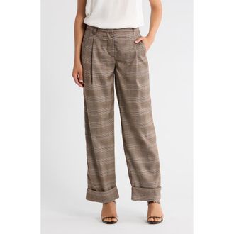 Democracy Plaid Cuffed Pants in Moonrock Multi at Nordstrom Rack, Size 6