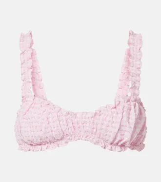 SIMKHAI Ruffled checked bikini top