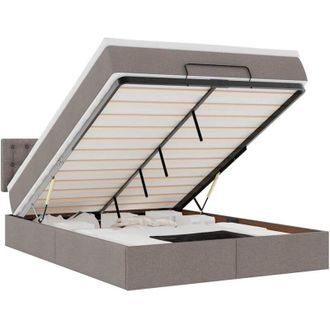 vidaXL Cama Otomana Con Colch&oacute;n Tela Gris Pardo 140x190 Cm Vidaxl